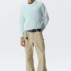 Geschrumpfter Strickpullover aus Baumwolle – gewaschen, hellblau Geschrumpfter Strickpullover aus Baumwolle – gewaschen, hellblau