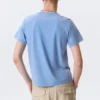 Geschrumpftes Baumwoll-T-Shirt mit kurzen Ärmeln – Blau Geschrumpftes Baumwoll-T-Shirt mit kurzen Ärmeln – Blau