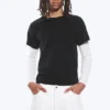 Geschrumpftes, doppellagiges T-Shirt – Schwarz & Weiß Geschrumpftes, doppellagiges T-Shirt – Schwarz & Weiß