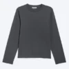 Geschrumpftes Langarmshirt aus Baumwolle – Dunkelgrau Geschrumpftes Langarmshirt aus Baumwolle – Dunkelgrau
