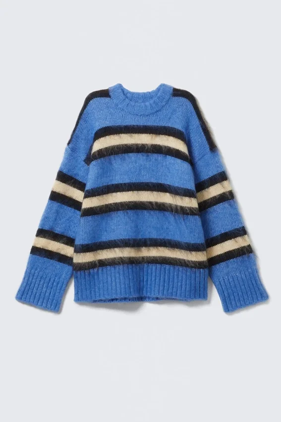 Gestreifter Langarm-Pullover – Blau gestreift Gestreifter Langarm-Pullover – Blau gestreift