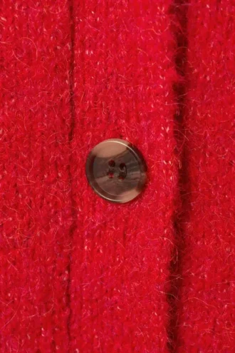Gestreite Strickjacke mit V-Ausschnitt – leuchtend rot