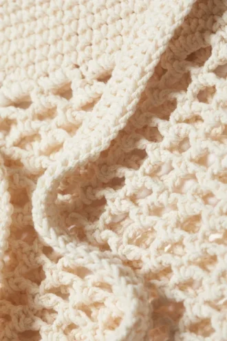 Gestrickte Baumwoll-Umhängetasche – Staubweiß