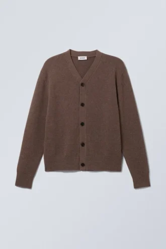 Gestrickte Strickjacke mit einreihigem Verschluss – Dark Mole