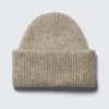 Gestrickte, umklappbare Rippenmütze – Beige Gestrickte, umklappbare Rippenmütze – Beige
