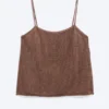 Gestricktes Camisole-Top mit quadratischem Ausschnitt – Braun Gestricktes Camisole-Top mit quadratischem Ausschnitt – Braun