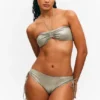 Glitzer-Halter-Bikini-Oberteil – Glitzer-Khaki-Grün