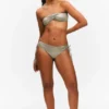 Glitzer-Halter-Bikini-Oberteil – Glitzer-Khaki-Grün