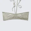 Glitzer-Halter-Bikini-Oberteil – Glitzer-Khaki-Grün