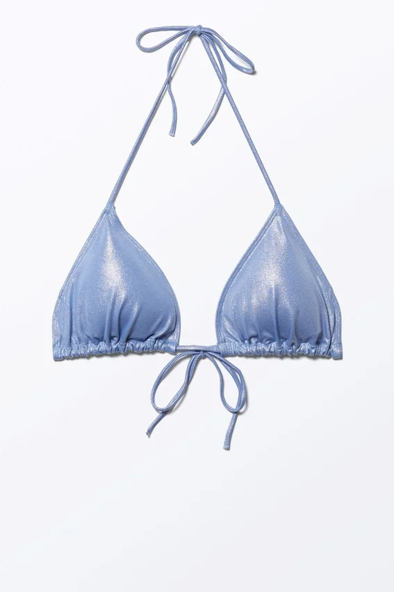 Glitzer-Triangel-Bikini-Oberteil – Blauer Glitzer Glitzer-Triangel-Bikini-Oberteil – Blauer Glitzer