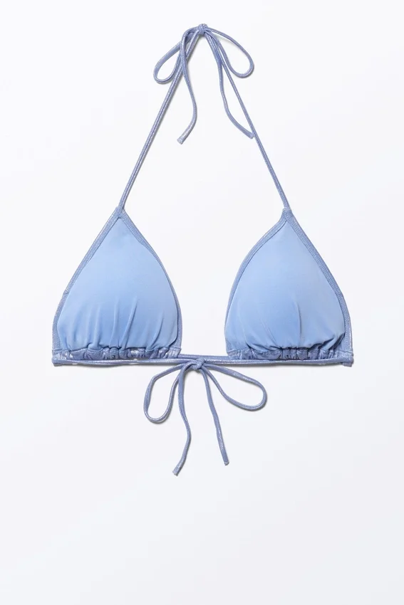 Glitzer-Triangel-Bikini-Oberteil – Blauer Glitzer Glitzer-Triangel-Bikini-Oberteil – Blauer Glitzer