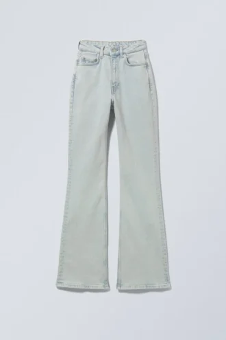 Glow Curve High Waisted Regular Flared Jeans – Snow Blue – Hellblau