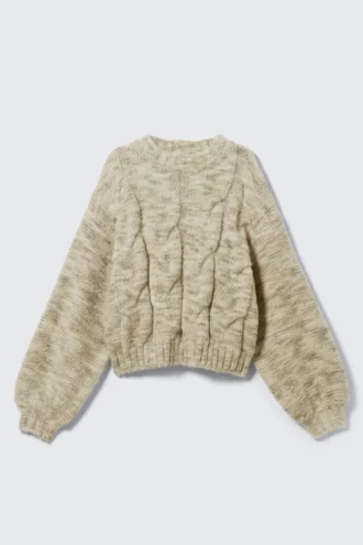 Grob gestrickter Pullover – Staubiges Gelb Melange