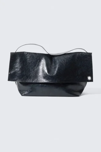 Große Clutch aus Kunstleder – Dunkelblau