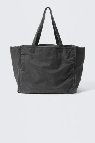 Große gewaschene Tasche – gewaschen, schwarz Große gewaschene Tasche – gewaschen, schwarz