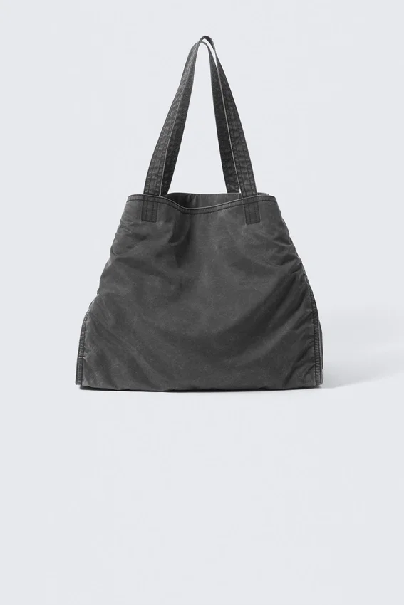 Große gewaschene Tasche – gewaschen, schwarz Große gewaschene Tasche – gewaschen, schwarz