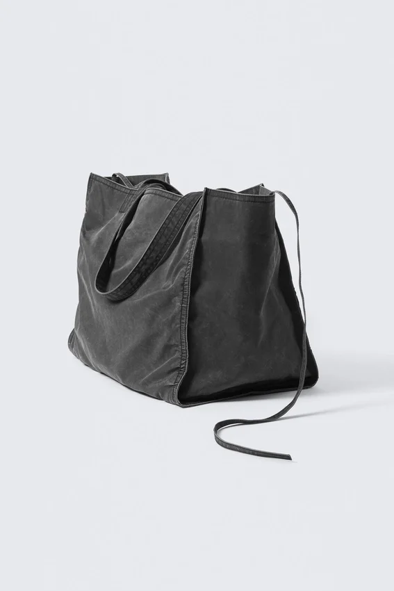 Große gewaschene Tasche – gewaschen, schwarz Große gewaschene Tasche – gewaschen, schwarz