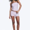 Halter-Bandeau-Top – Gestreift, Flieder Halter-Bandeau-Top – Gestreift, Flieder