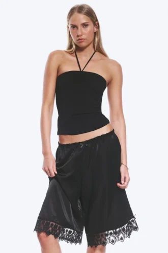 Halter-Bandeau-Top – Schwarz