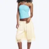 Halter-Bandeau-Top – Weiß-türkisfarbene Streifen