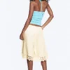 Halter-Bandeau-Top – Weiß-türkisfarbene Streifen