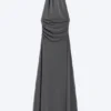 Halter-Maxikleid – Dunkelgrau Halter-Maxikleid – Dunkelgrau