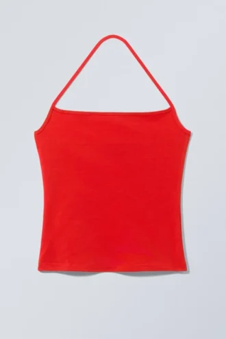 Halter-Tanktop mit Trägern – Rot