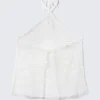 Halter-Top mit Bindebändern – Weiß
