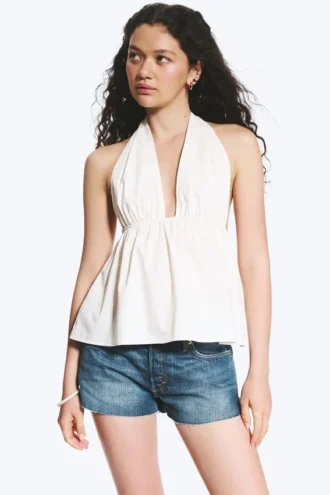 Halterneck-Top aus Baumwolle – Off-White