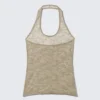 Haltertop aus gewellter Spitze – Beige Haltertop aus gewellter Spitze – Beige