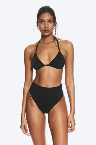 Heat Bikini-Hose mit hoher Taille – Schwarz