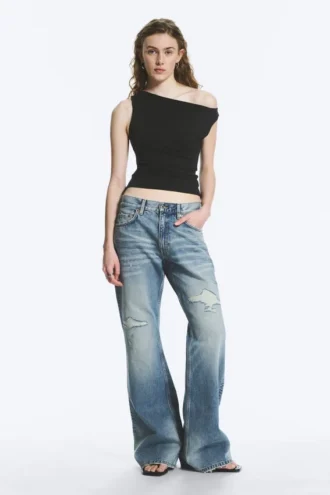 Helix Low Rise Regular Flared Jeans – Sky Worn – Mittelblau