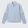 Hemd mit kontrastierenden Lagenärmeln – hellblau und blau kariert Hemd mit kontrastierenden Lagenärmeln – hellblau und blau kariert