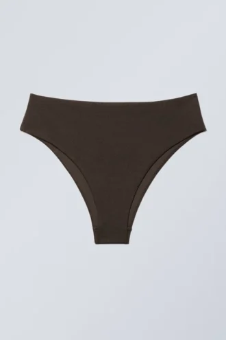 Hoch geschnittene brasilianische Bikinihose – Dunkelbraun