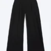 Hose aus gekräuselter Baumwolle – Schwarz Hose aus gekräuselter Baumwolle – Schwarz