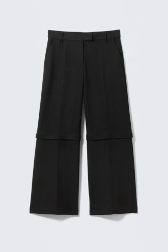 Hose mit abnehmbaren Beinen und tiefem Bund – Schwarz