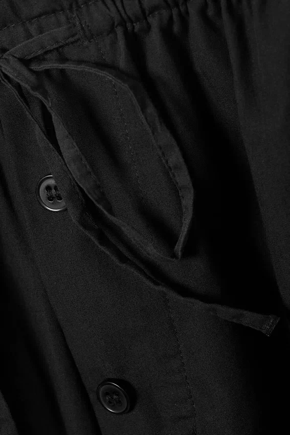 Hose mit niedriger Leibhöhe, Rüschen und Kordelzug – Schwarz Hose mit niedriger Leibhöhe, Rüschen und Kordelzug – Schwarz