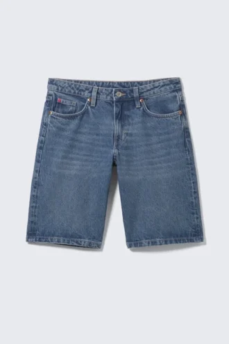 Imoo Denim-Shorts mit niedriger Leibhöhe und weitem Bein – Sunset Blue – Mittelblau Imoo Denim-Shorts mit niedriger Leibhöhe und weitem Bein – Sunset Blue – Mittelblau