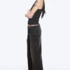 Imoo Low-Rise-Jeans mit weitem Bein – gewaschenes Schwarz Imoo Low-Rise-Jeans mit weitem Bein – gewaschenes Schwarz