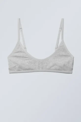 Inez Scooped Baumwoll-Bralette – Grau meliert