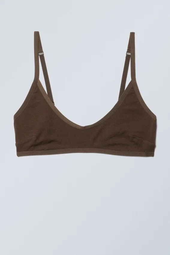 Inez Scooped Cotton Bralette – Dunkelbraun Inez Scooped Cotton Bralette – Dunkelbraun