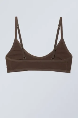 Inez Scooped Cotton Bralette – Dunkelbraun
