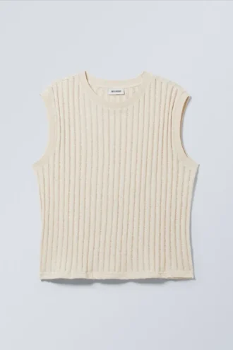 Jacquard-Strick-Tanktop – Hellstaubweiß