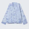 Jacquard-Strickjacke aus Baumwolle – Washed Blue – Tie-Dye