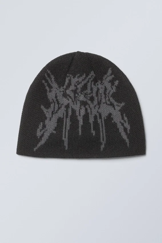 Jacquard-Strickmütze – Schwarz Jacquard-Strickmütze – Schwarz