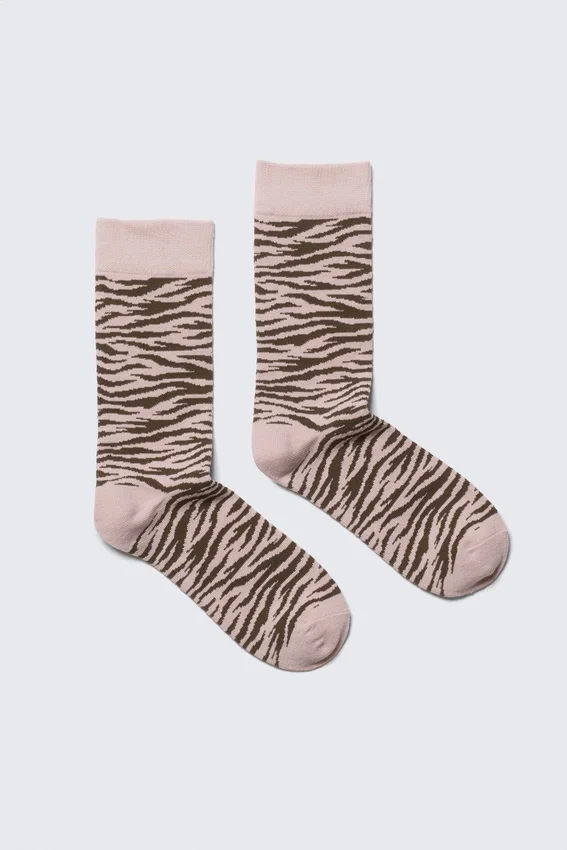 Jaqcuard Crew-Socken – Rosa Tigerstreifen Jaqcuard Crew-Socken – Rosa Tigerstreifen