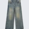 Jeans mit doppeltem Bund und weitem Bein – Arizona Blue – Mittelblau Jeans mit doppeltem Bund und weitem Bein – Arizona Blue – Mittelblau