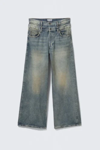 Jeans mit doppeltem Bund und weitem Bein – Arizona Blue – Mittelblau Jeans mit doppeltem Bund und weitem Bein – Arizona Blue – Mittelblau