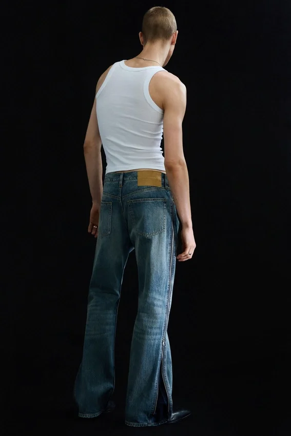 Jeans mit geradem Bein und Reißverschluss – Mittelblau – Mittelblau Jeans mit geradem Bein und Reißverschluss – Mittelblau – Mittelblau