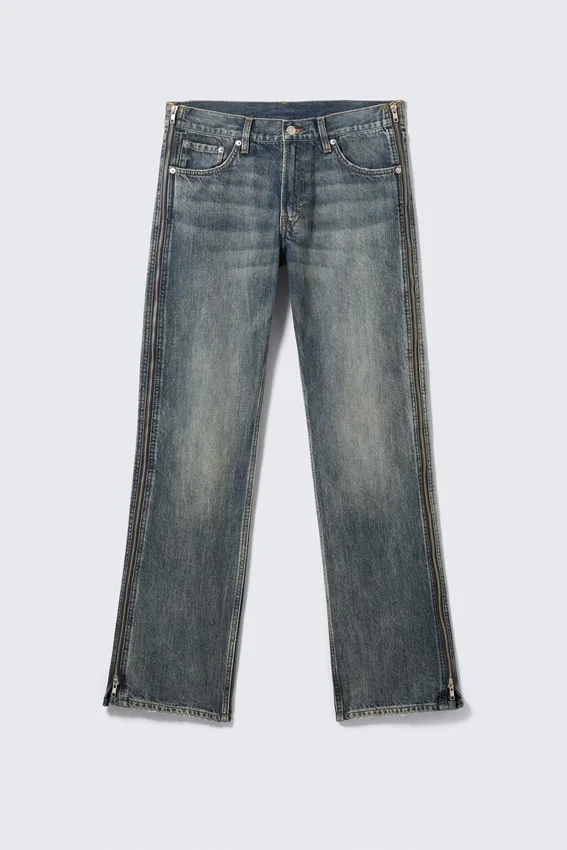 Jeans mit geradem Bein und Reißverschluss – Mittelblau – Mittelblau Jeans mit geradem Bein und Reißverschluss – Mittelblau – Mittelblau